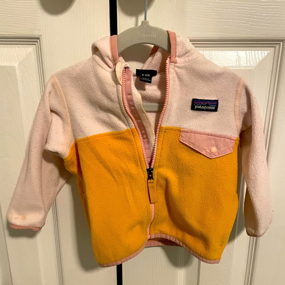 Baby Patagonia Orange and Pink Fleece Zip Jacket
